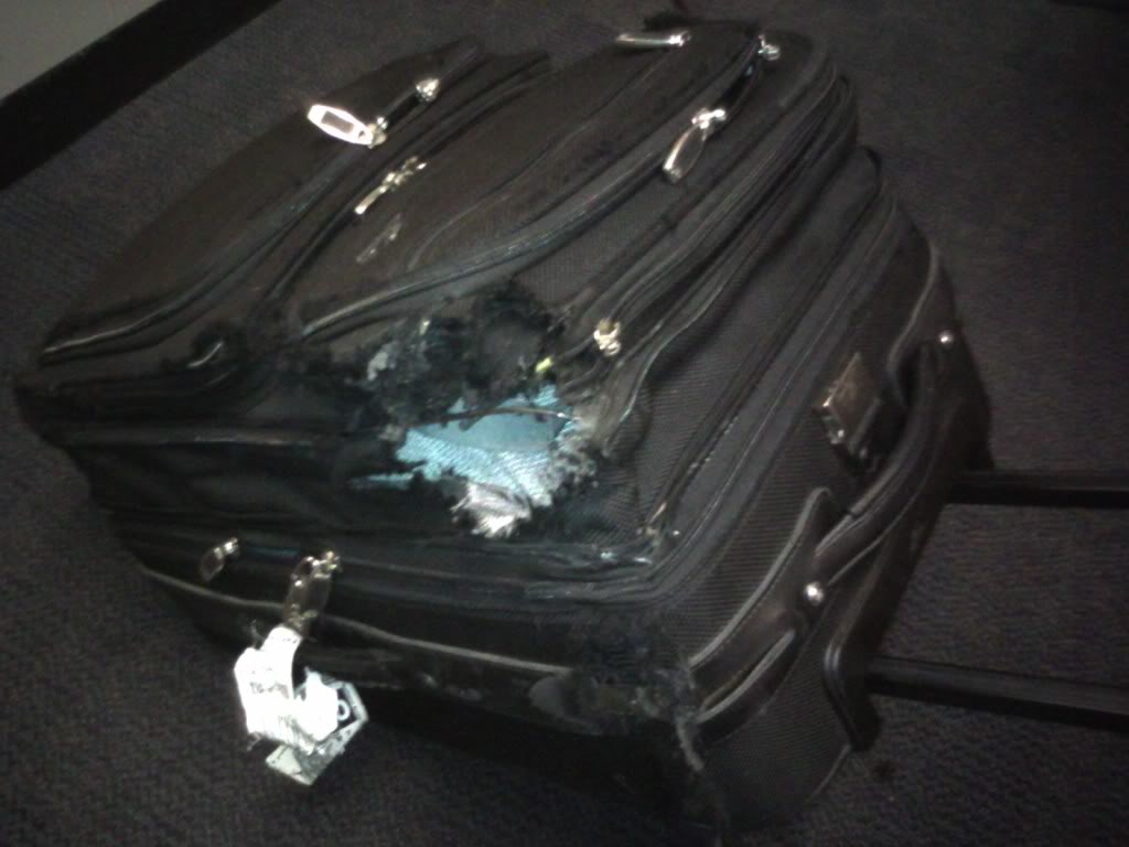 damaged luggage from a southwest flight